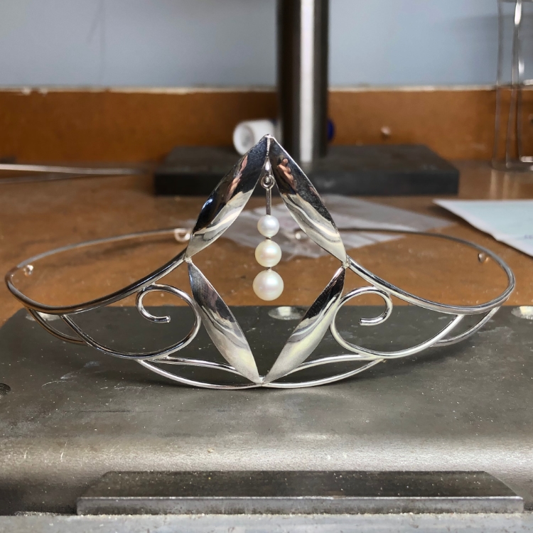 Handmade Silver and Pearl Tiara