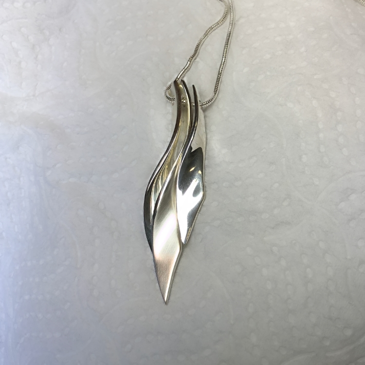 Finnished wax sculpted silver necklace