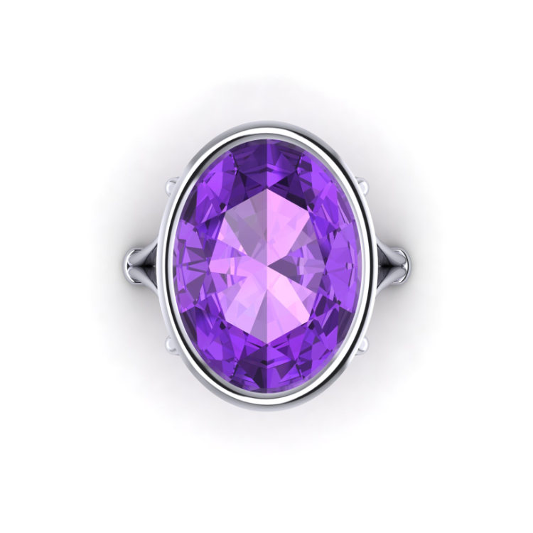 Amethyst ring looking down view