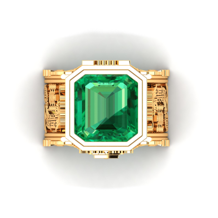 Ancient Civilazations inspired Ring looking down view