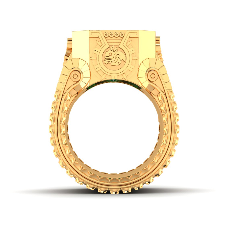 Ancient Civilazations inspired Ring through finger view other side