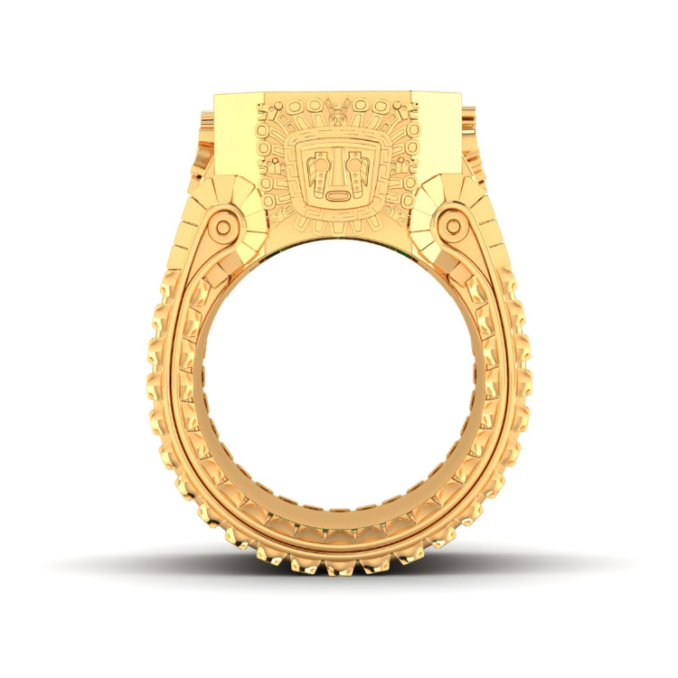 Ancient Civilazations inspired Ring through finger view