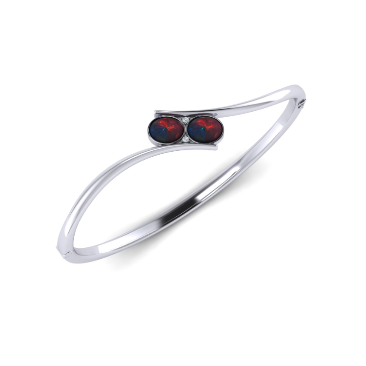 Black Opal and Diamond Platinum Bracelet - Custom CAD Creation by Jesper Tillqvist