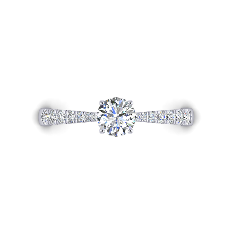 Diamond Castel Set Shank Platinum Ring Looking Down View