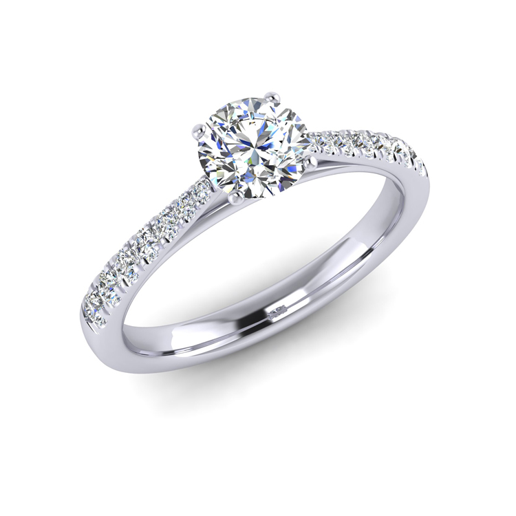 Castellated Platinum and Diamond Ring perspective view, bespoke jewellery CAD design by Jesper Tillqvist