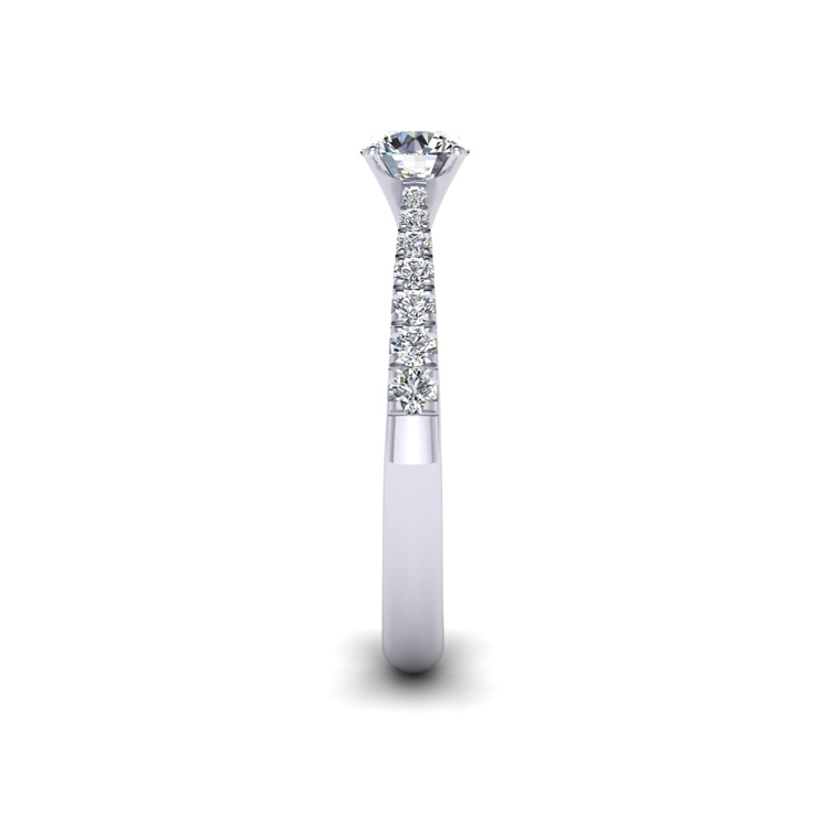 Diamond Castel Set Shank Platinum Ring Side View