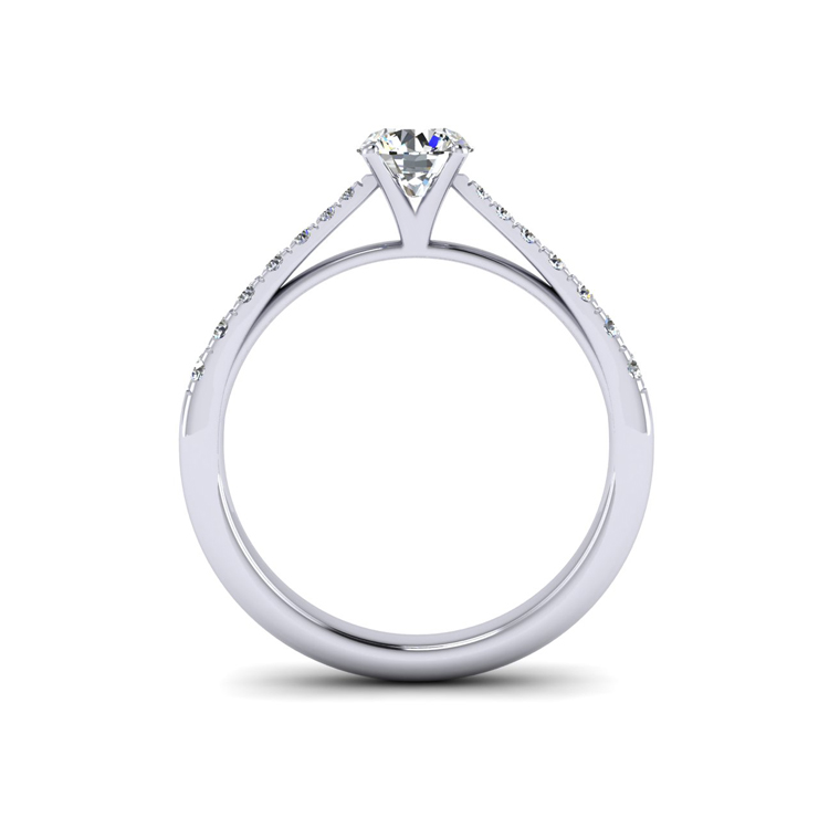 Diamond Castel Set Shank Platinum Ring Through Finger View