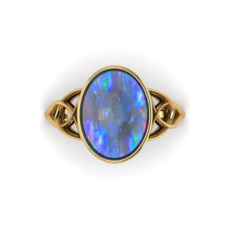Celtic Opal Ring Looking Down View