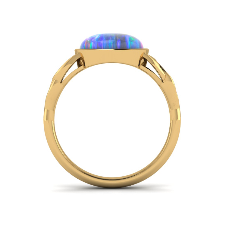 Celtic Opal Ring Through Finger View