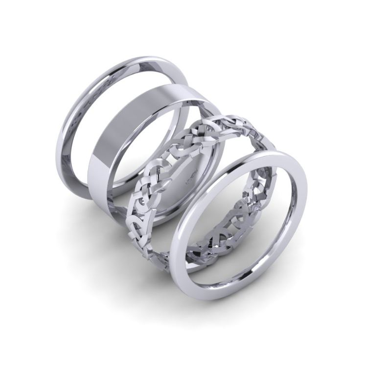 Platinum Celtic Knot Men's Wedding Rings Exploded