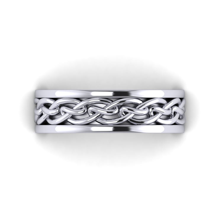 Platinum Celtic Round Knot Men's Wedding Ring Looking Down View