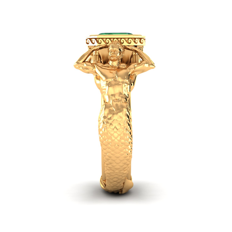 24ct Gold Emerald Sea Ring Side View