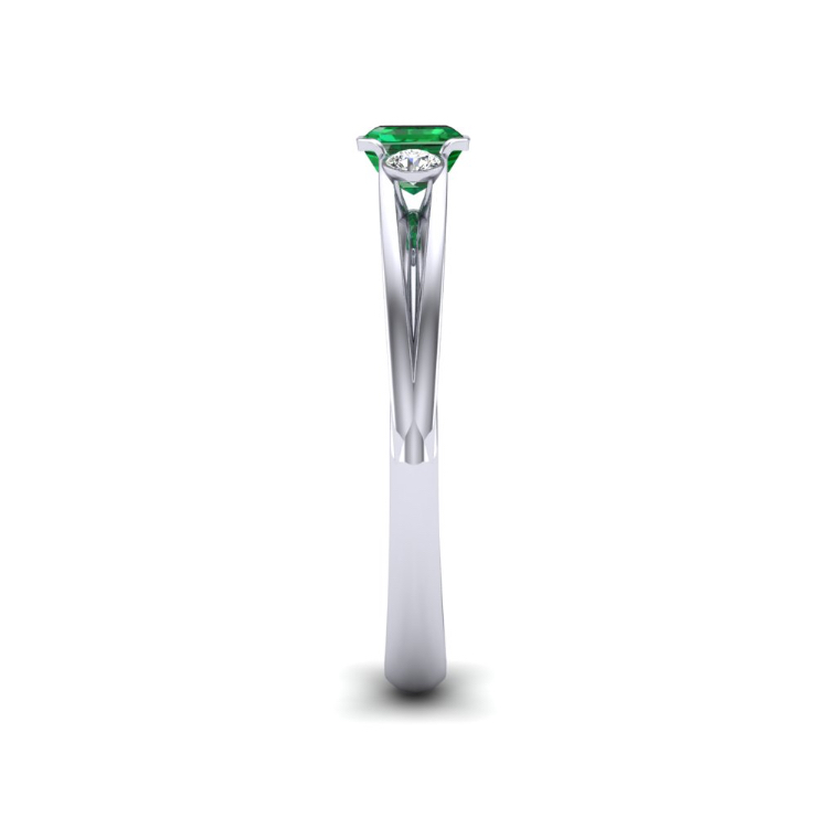 Modern Emerald Platinum Ring Side View
