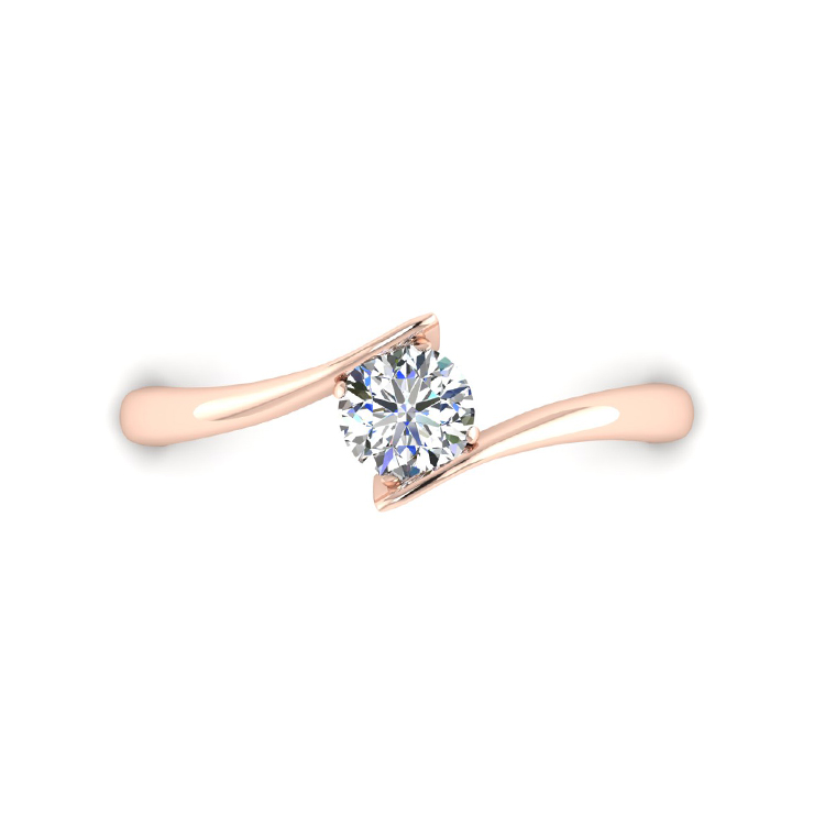 18ct Rose Gold Solitaire Diamond Engagement Ring Looking Down View