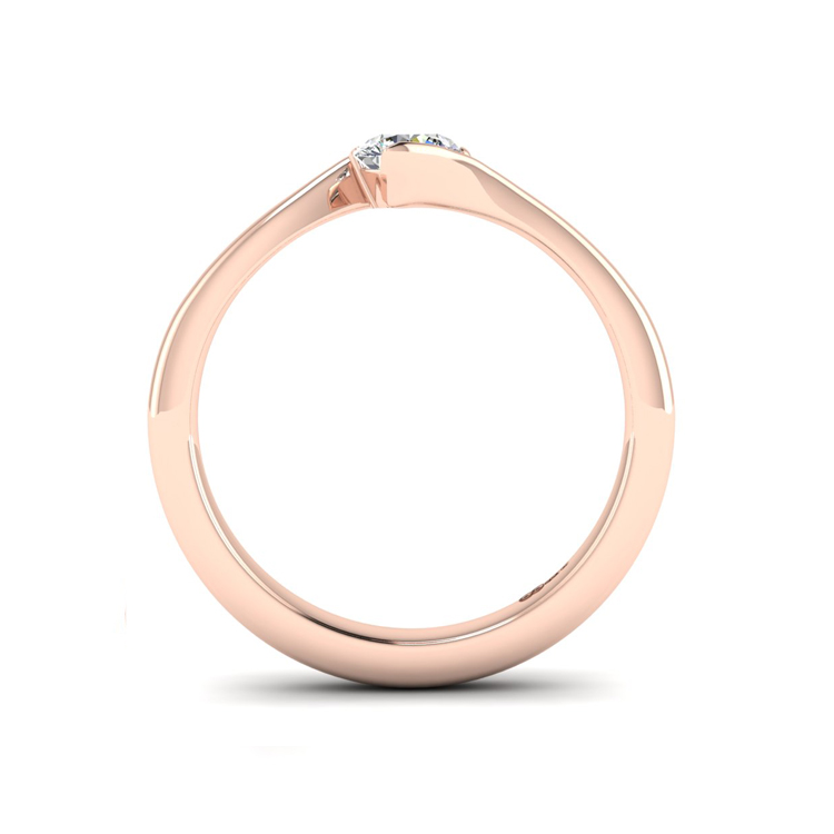 18ct Rose Gold Solitaire Diamond Engagement Ring Through Finger View