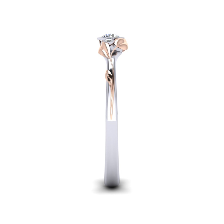 Leafy Platinum and Diamond Ring Side View