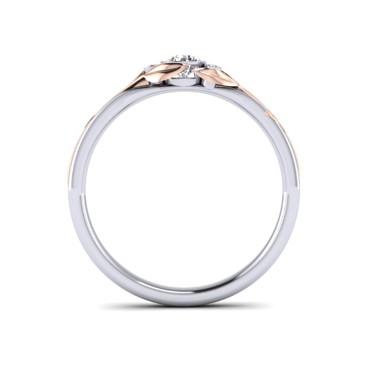 Leafy Platinum and Diamond Ring Through Finger View