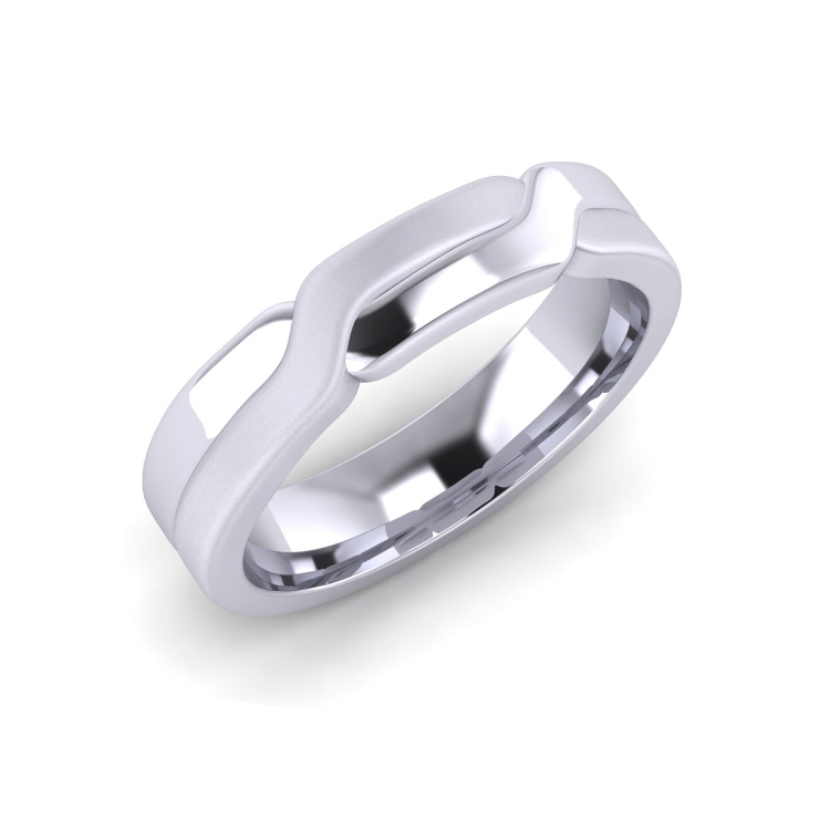 Gents Platinum Crossover Wedding Ring Alternetive Design 2 Perspective View