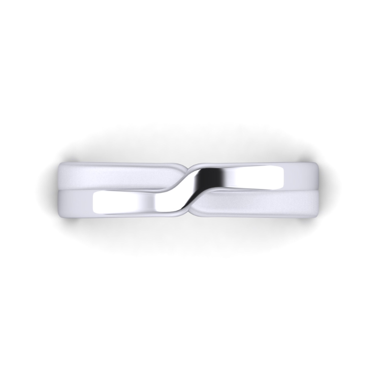Gents Platinum Crossover Wedding Ring Looking Down View