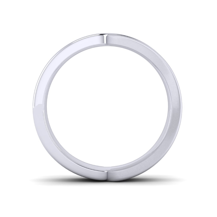 Gents Platinum Crossover Wedding Ring Through Finger View