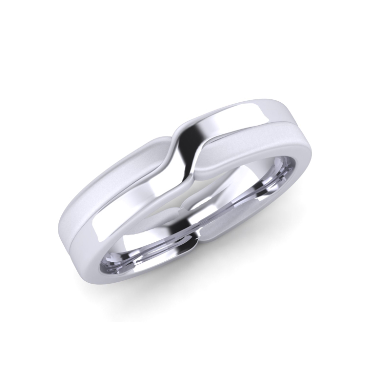 Intertwined Gentleman's Crossover Platinum Wedding Ring perspective view, bespoke jewellery CAD design by Jesper Tillqvist