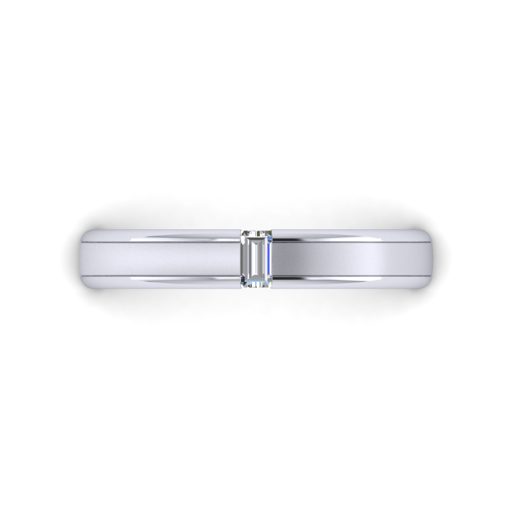 Gents Platinum Solitair Diamond Wedding Ring Looking Down View