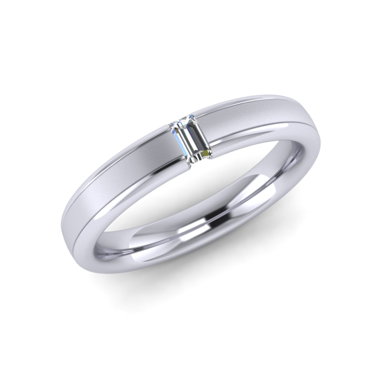 Gents Platinum Solitair Diamond Wedding Ring Perspective View