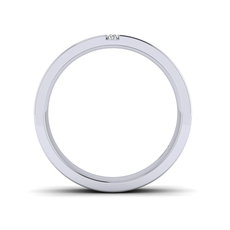 Gents Platinum Three Diamonds Wedding Ring Through Finger View