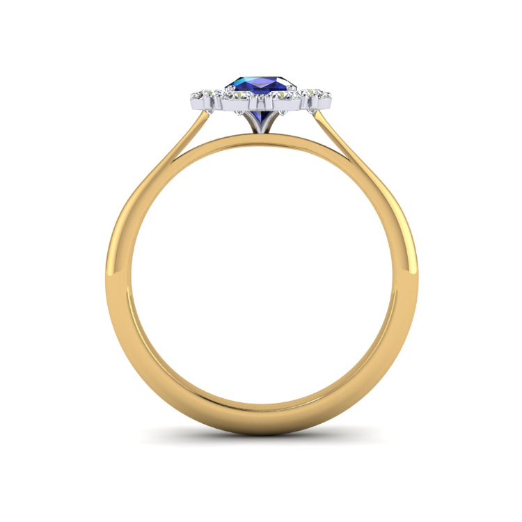 Gold cluster ring through finger view