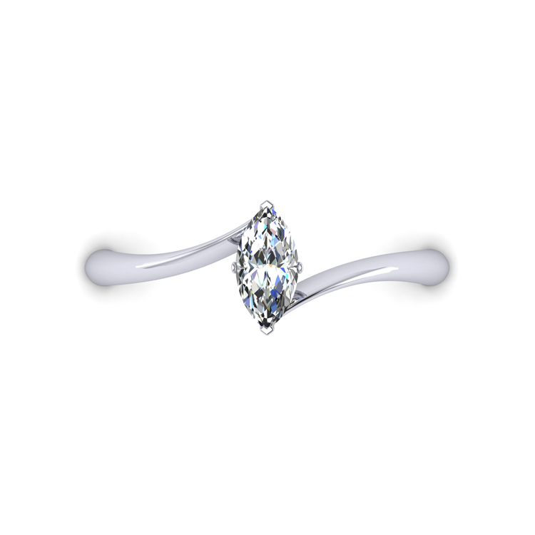 Marquise Diamond Solitaire Platinum Ring Looking Down