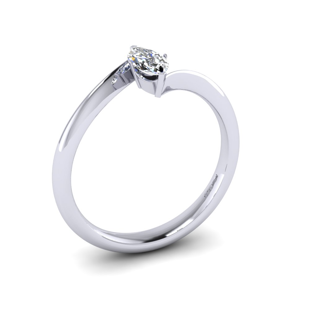 Still image Marquise Diamond Solitaire Platinum Ring
