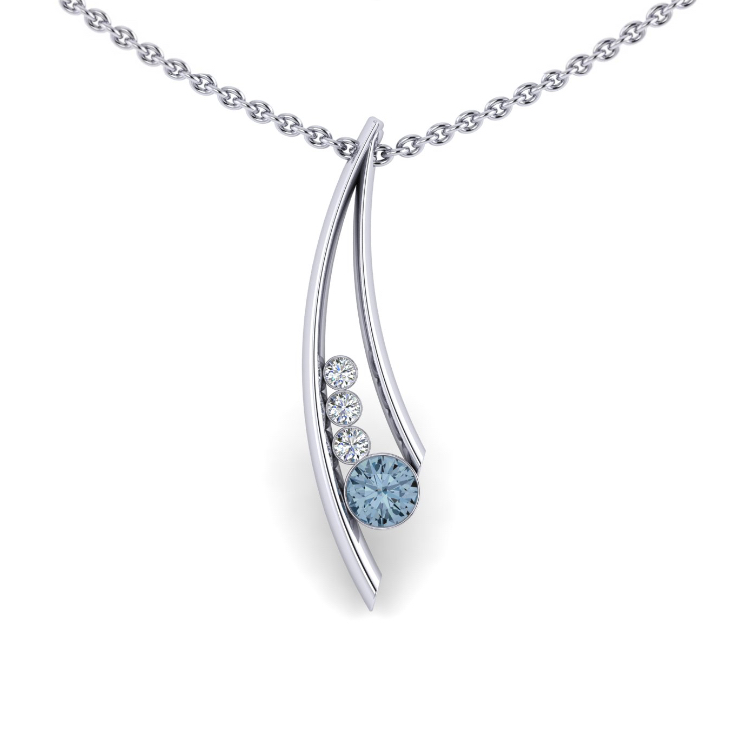Grass Straw Bespoke Platinum Pendant Alternative Stone Colour