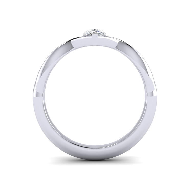 Pear shape Diamond Solitaire Platinum Cross Over Ring Through Finger View