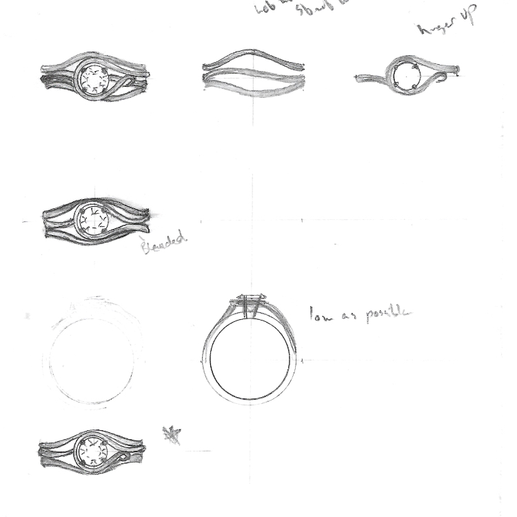 Fitted petal ring Sketches