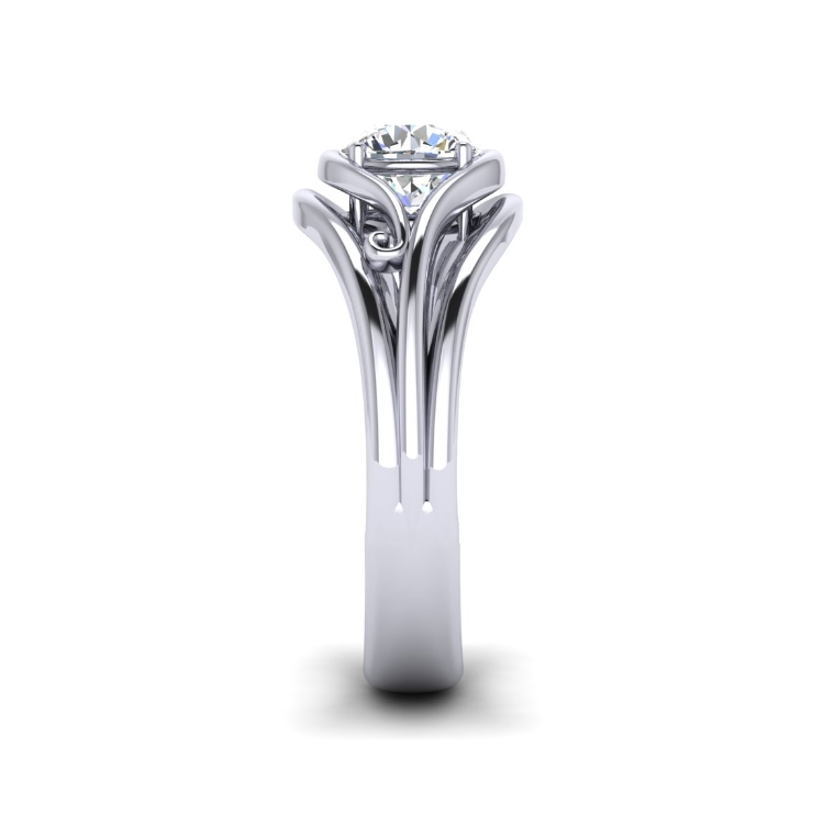 Combined Platinum petal ring side view