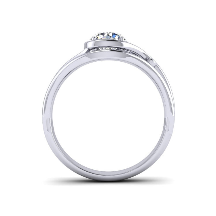 Combined Platinum petal ring through finger view