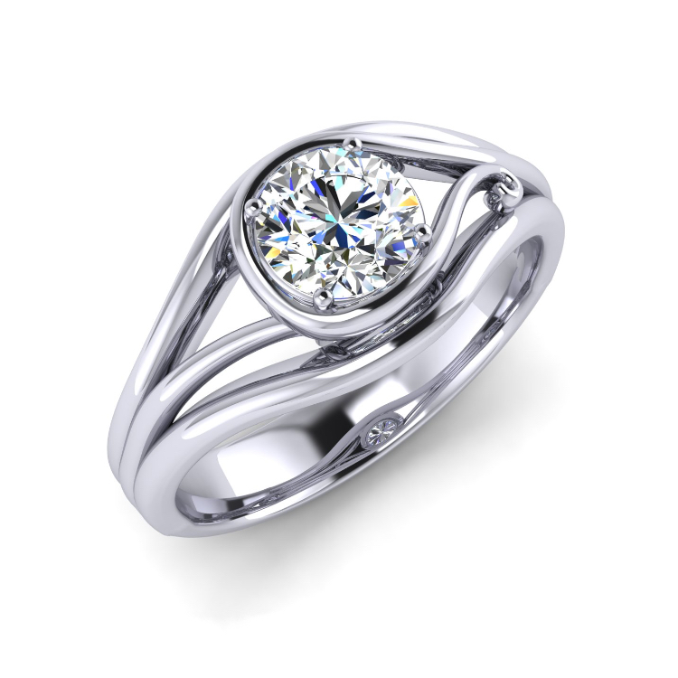 Combined Platinum petal ring Prespective View