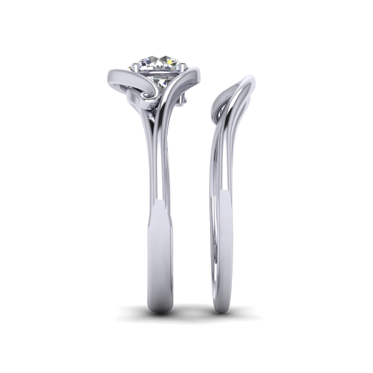 Split fitted platinum petal ring side view