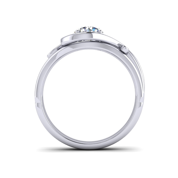 Split fitted platinum petal ring through finger view