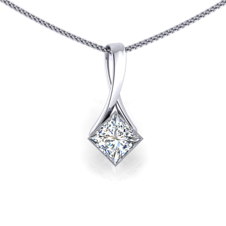 Platinum Ribbon Pendant Front View