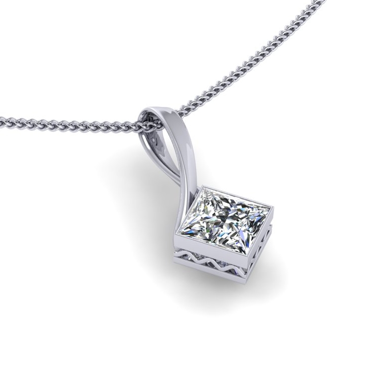Platinum Ribbon Pendant Perspective View