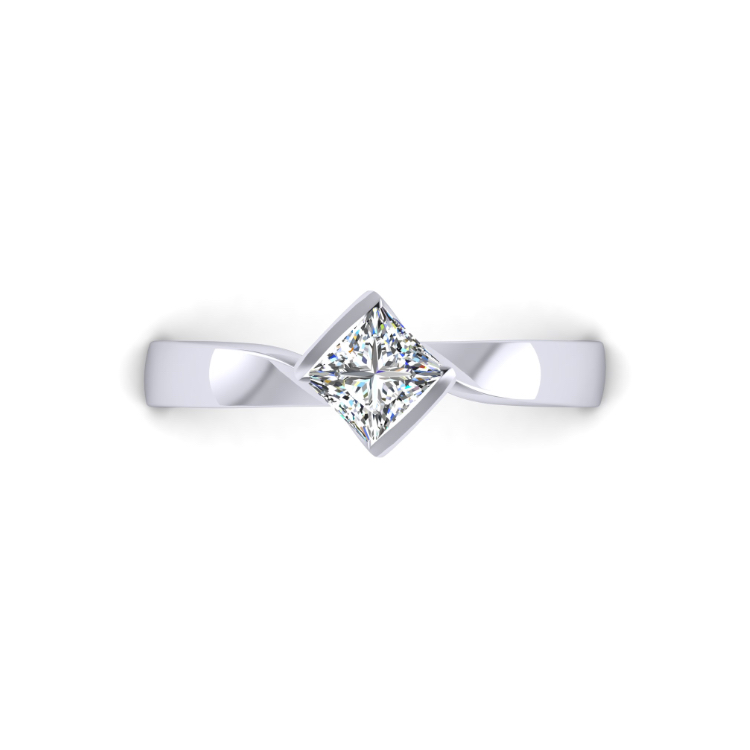 Platinum Ribbon Ring Looking Down View