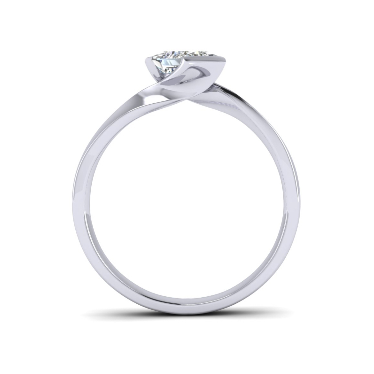 Platinum Ribbon Ring Through Finger View