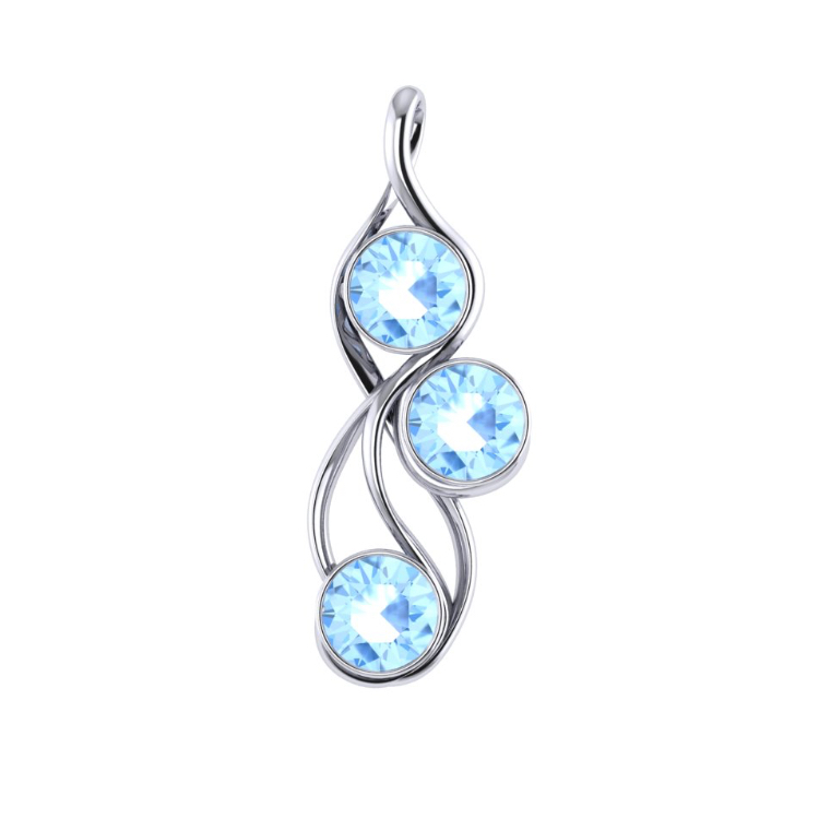 Flowing River Topaz and Silver Pendant front view, bespoke jewellery CAD design by Jesper Tillqvist
