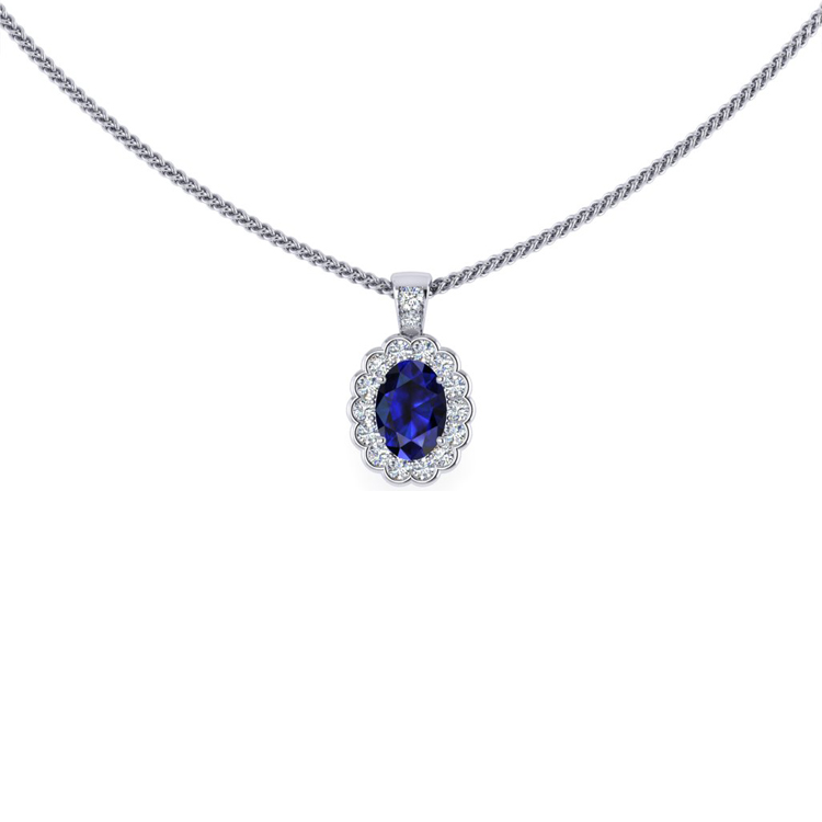 Blue Sapphire with Diamond Cluster Gold Ring perspective view, bespoke jewellery CAD design by Jesper Tillqvist