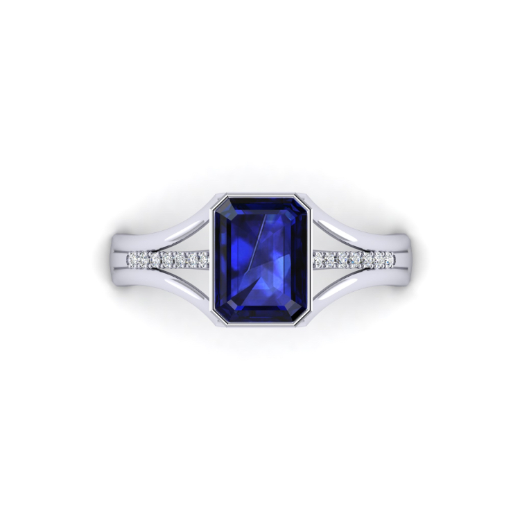 Blue Sapphire Dressring Looking Down View