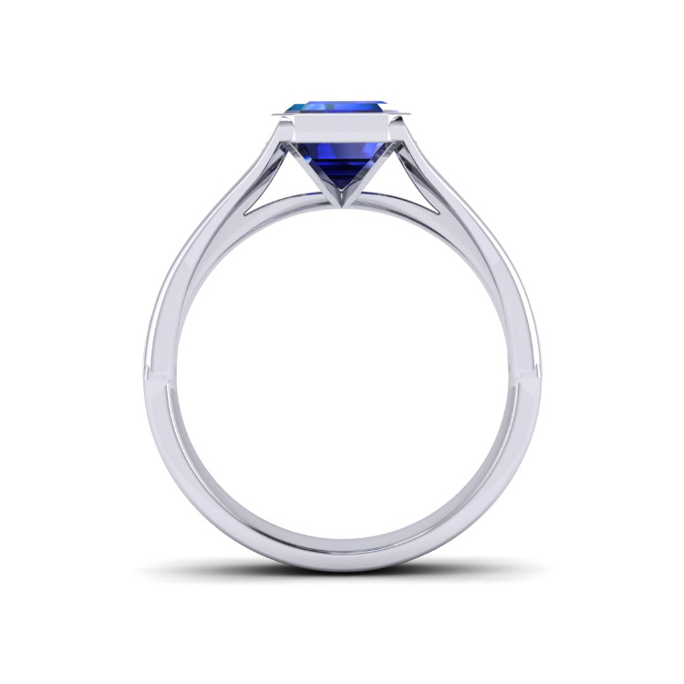 Blue Sapphire Dressring Through Finger View