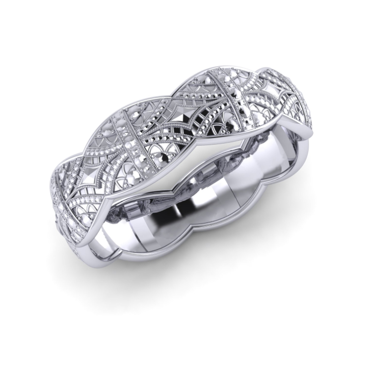 Silver Lace Bangle perspective view, bespoke jewellery CAD design by Jesper Tillqvist