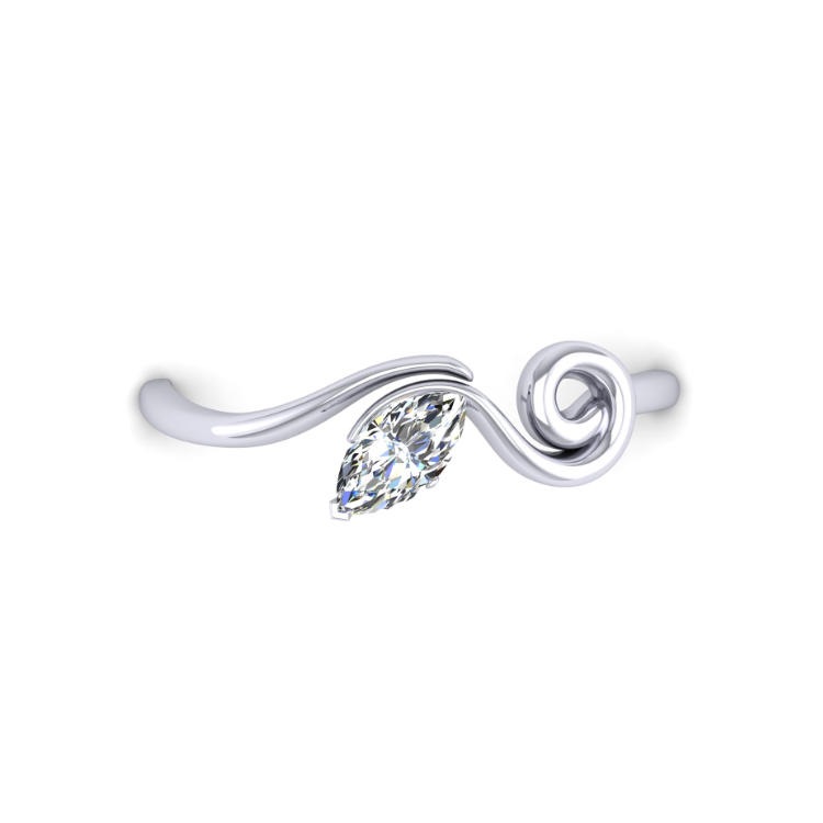 Platinum tendril ring looking down view