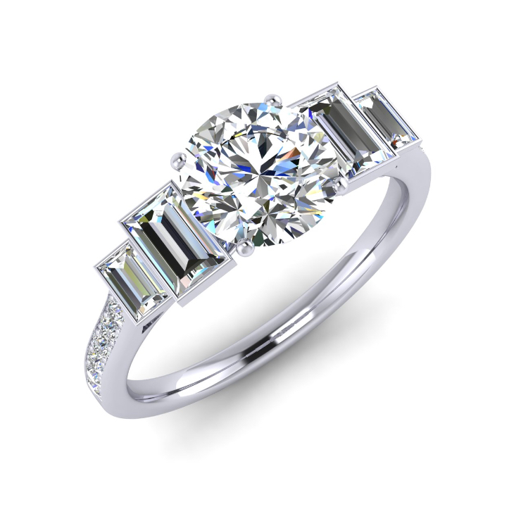 Terraced Diamond Platinum Ring perspective view, bespoke jewellery CAD design by Jesper Tillqvist